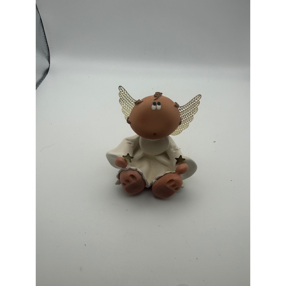 Vintage Kirk 2001 Sitting Angel Figurine Gold Filigree Wings Collectible Cherub